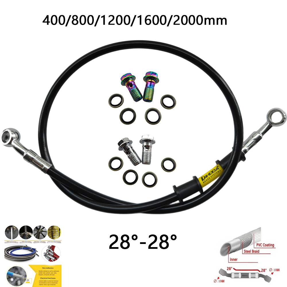 28 ° -28 °   Zwart Gevlochten  - Brake Line Motorcycle recensie en prijs