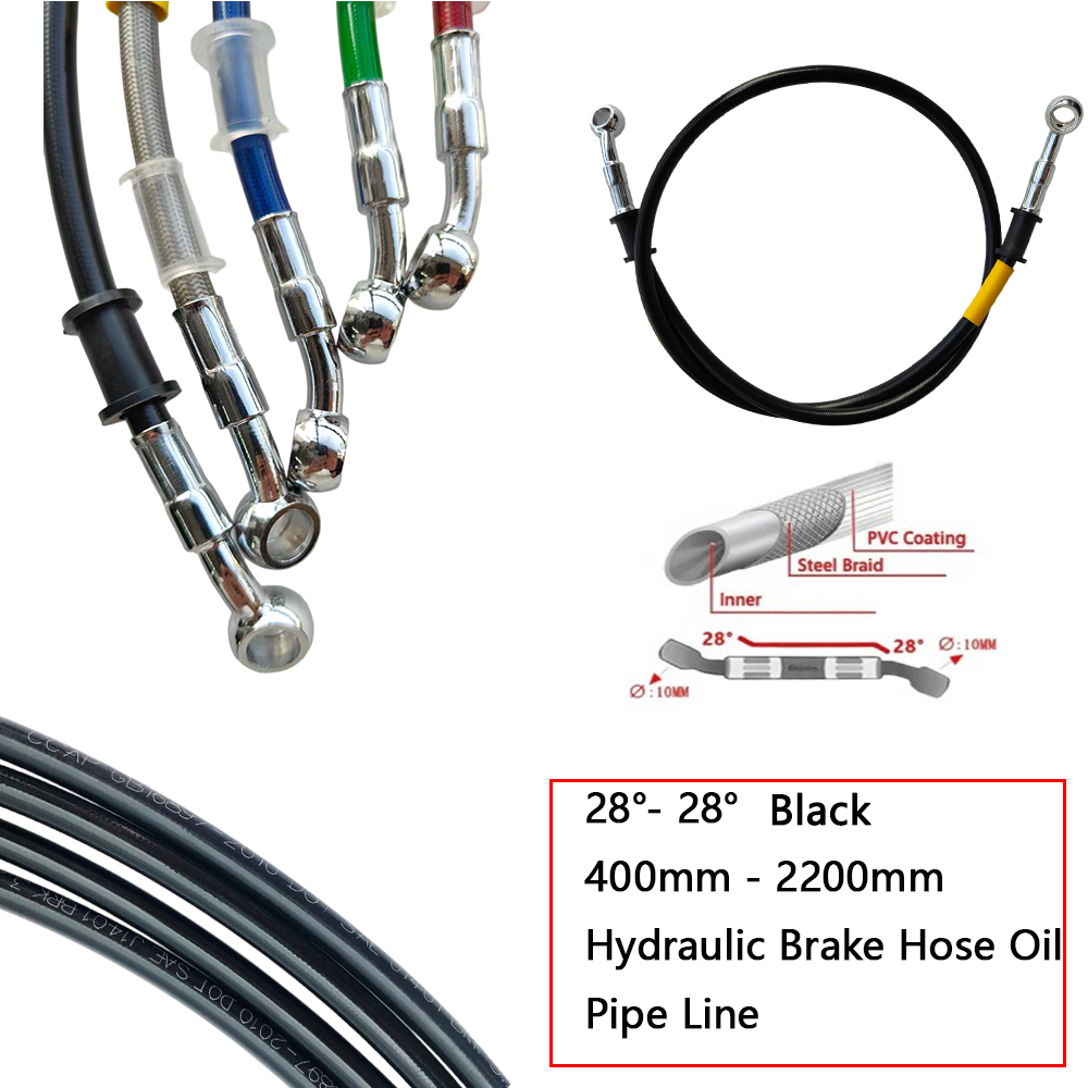 28 ° -28 °   Zwart Gevlochten  - Brake Line Motorcycle recensie en prijs